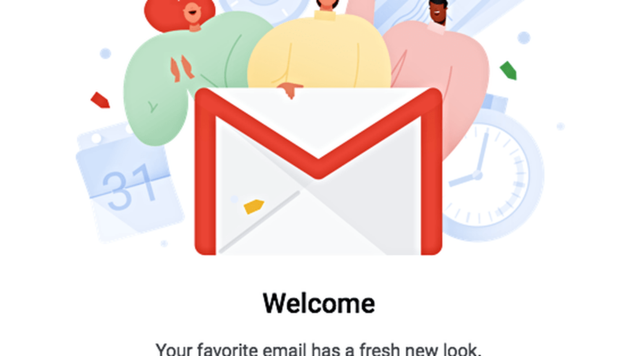 The welcome message for users of Google's new Gmail.